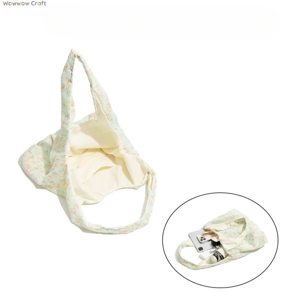 Shoulder Bags,Totes,Light Green Floral Shoulder Bag - Fresh Style Tote Bags